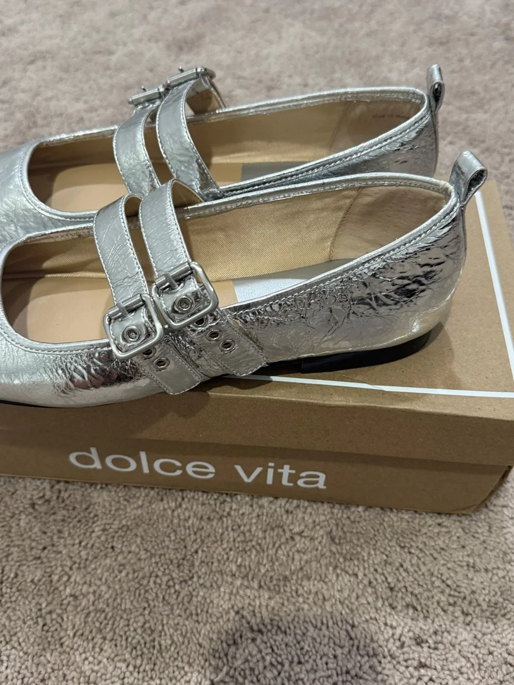 Dolce Vita Metallic Silver Double-Strap Mary Janes - Picture 5 of 6